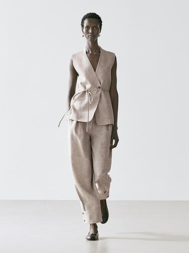 Zara Double-breasted suit waistcoat - Beige - Image 0