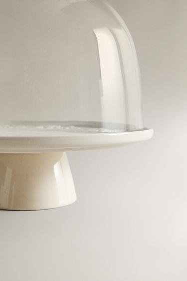 FLORAL CAKE STAND WITH A GLASS DOME - Cream by Zara - Image 3