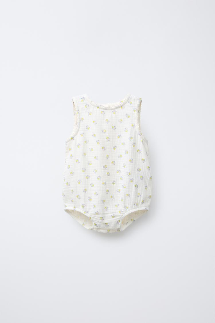Textured Floral Baby Romper Textured Floral Baby Romper