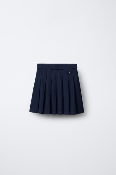 Zara PLEATED SKIRT - Navy blue