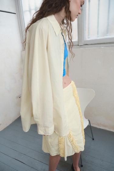 POPLIN OVERSIZE SHIRT - Light yellow by Zara - Image 5