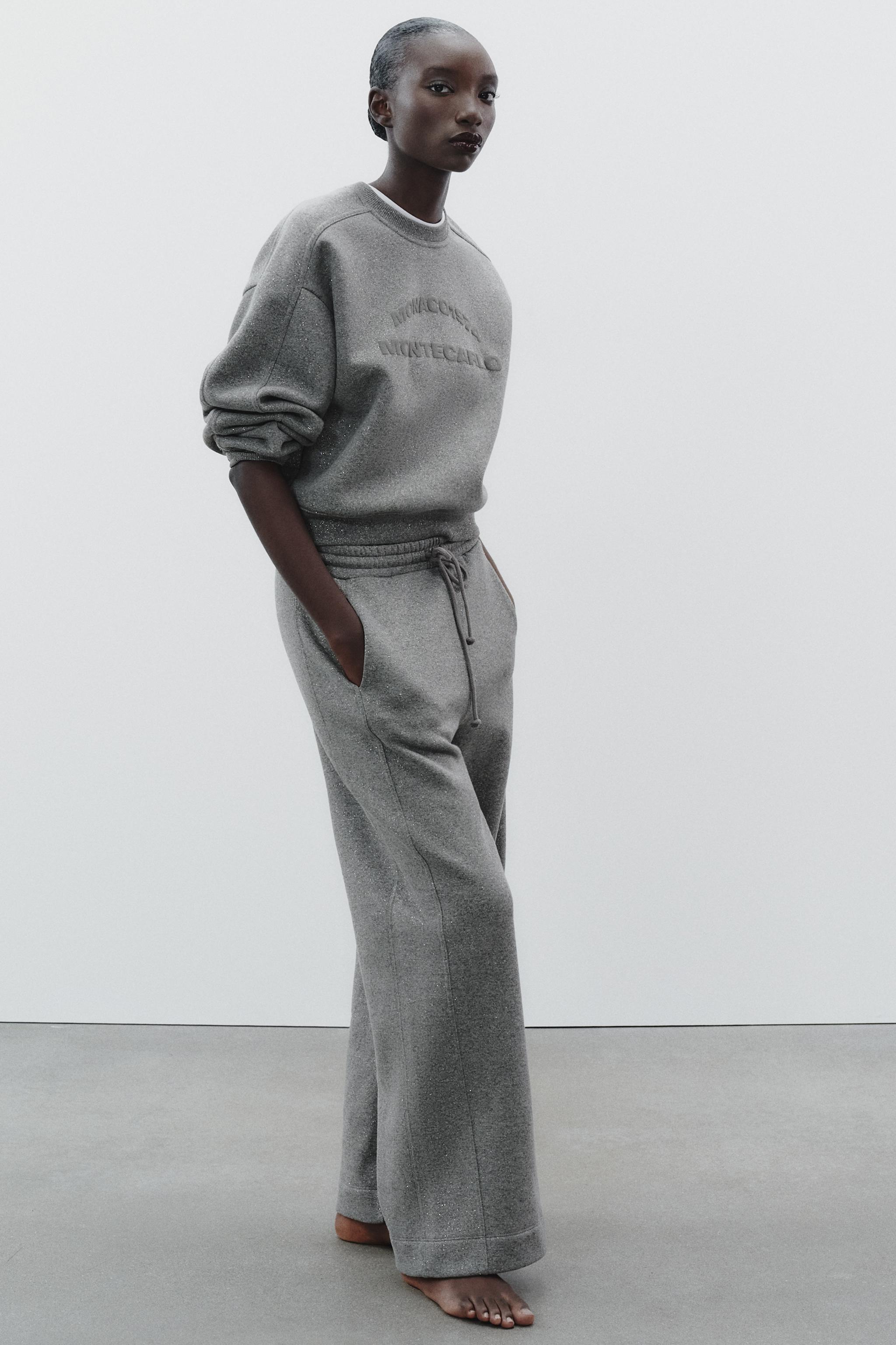 GLITTER TEXT PANTS - Gray | ZARA United States