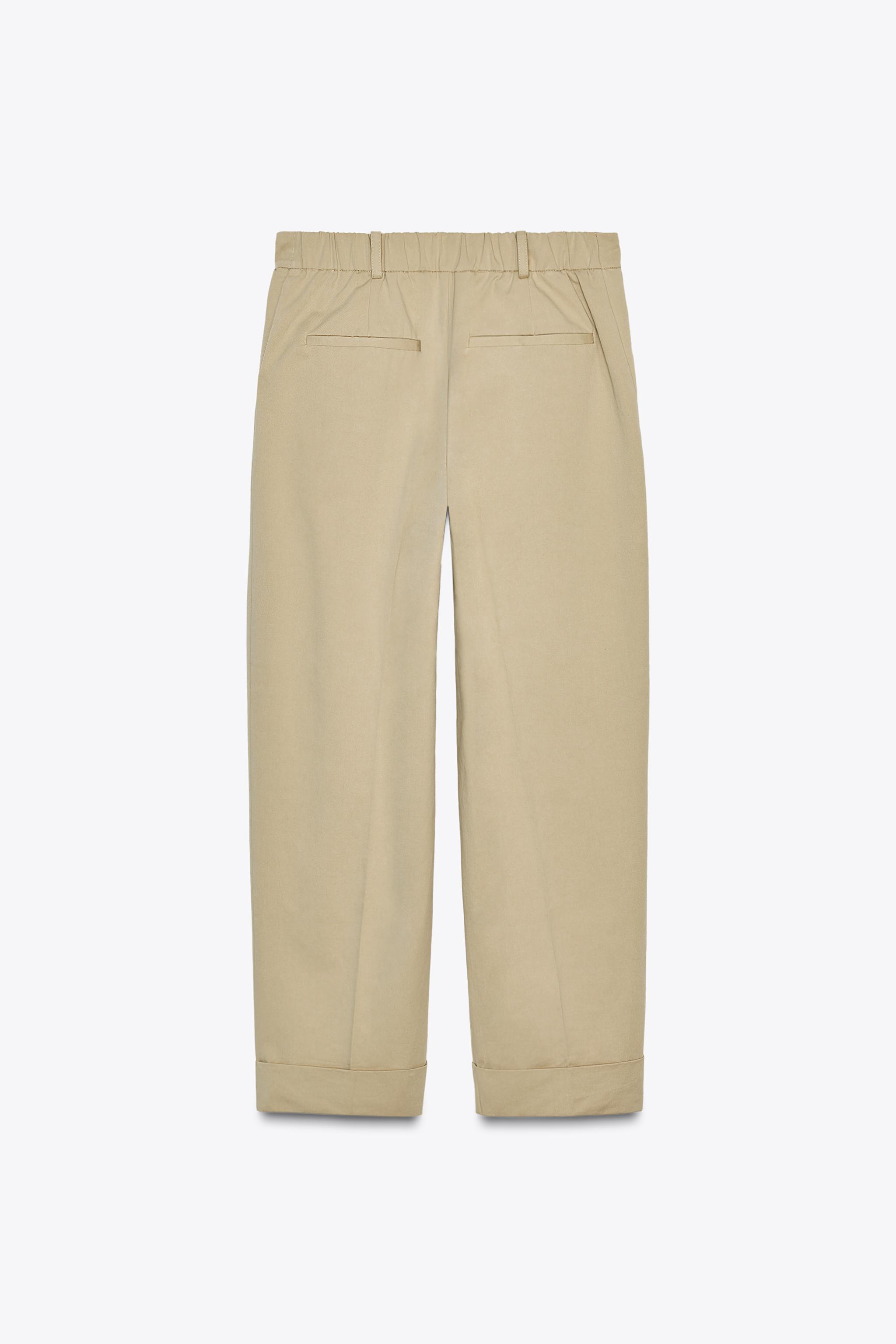 TURNED-UP HEM CHINO PANTS - Light camel | ZARA United States