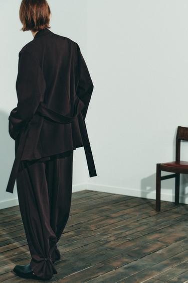 BELTED BLAZER - Dark burgundy by Zara - Image 5