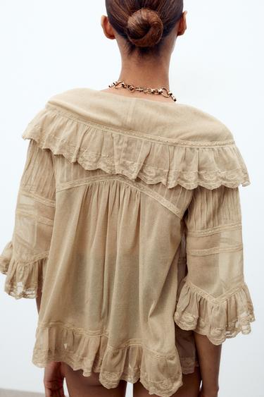 TOP TULLE BRODÉ À VOLANTS - Pierre de Zara - Image 3