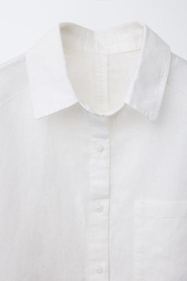 CHEMISE EN COTON LIN - Blanc de Zara - Image 3