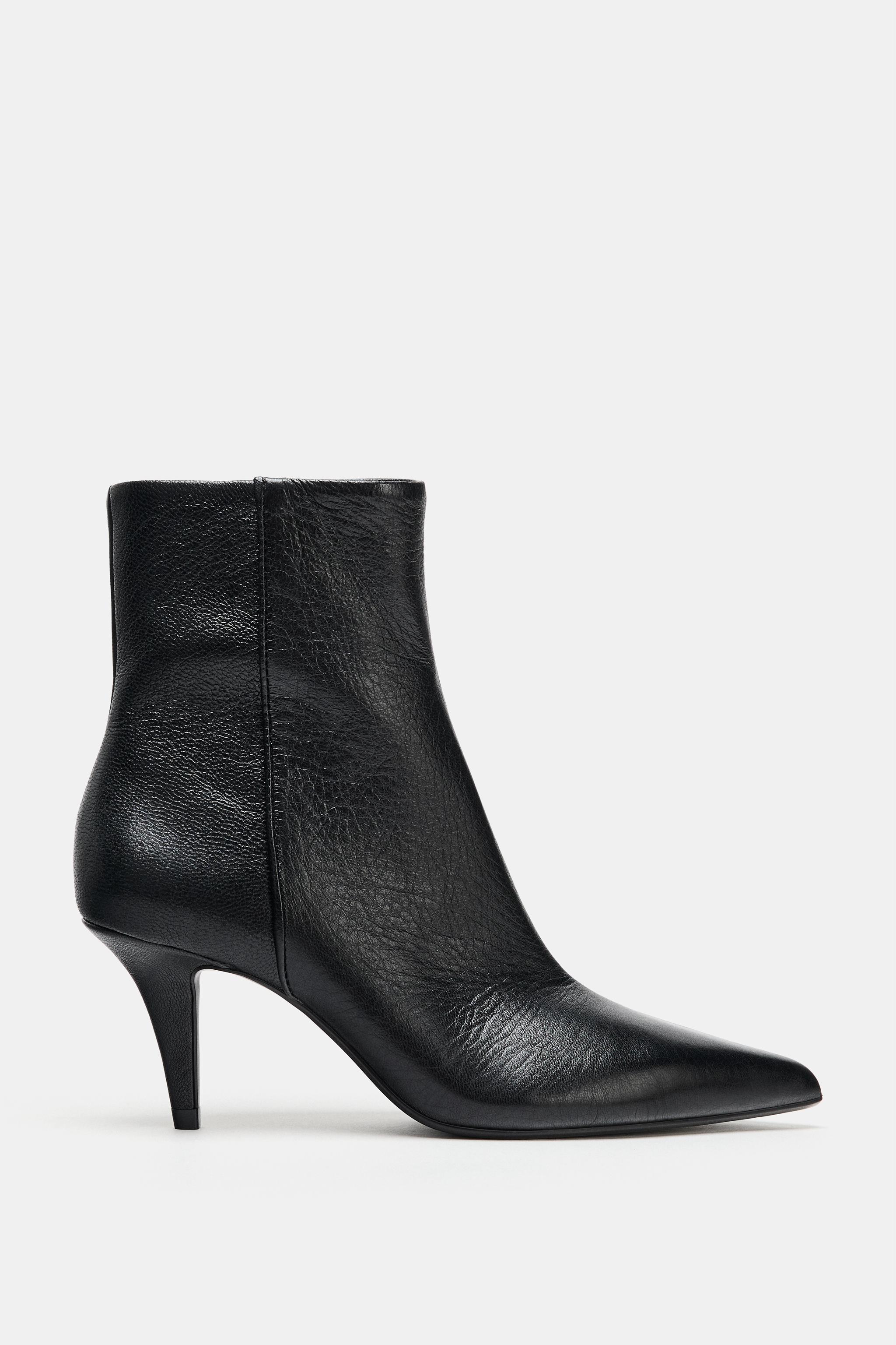 Ankle Boots Zara Boots Weiss LEATHER HEELED ANKLE BOOTS Schwarz