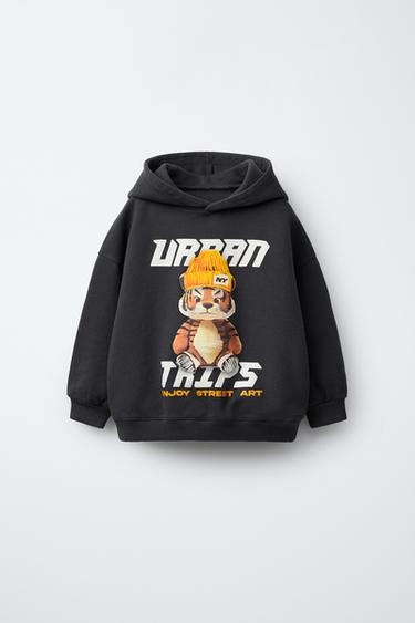 SUDADERA CAPUCHA TIGRE - Gris antracita de Zara - Imagen 0