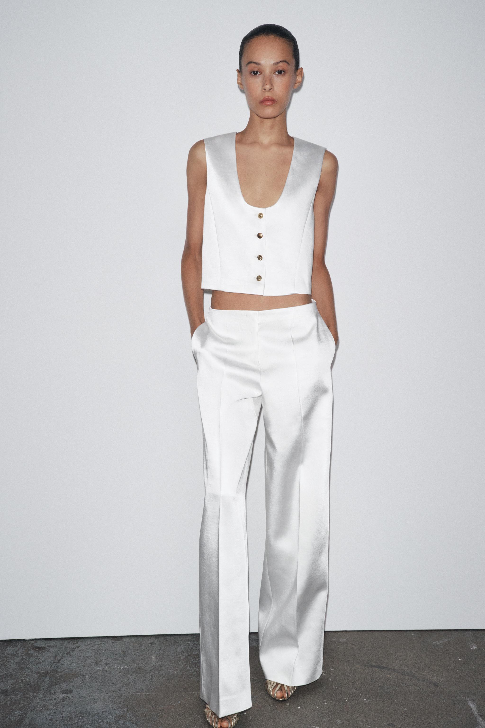 ZW COLLECTION SATIN PANTS - White | ZARA United States