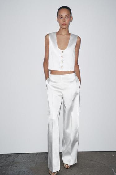 ZW COLLECTION SATIN TROUSERS - White by Zara - Image 2