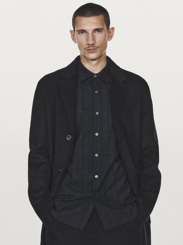 Zara Long double wool blend coat with lapel - 892