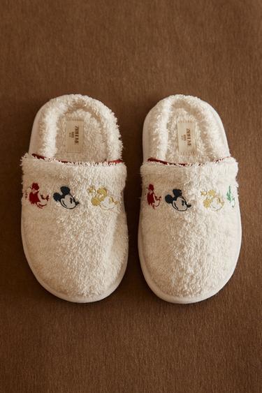Zara MICKEY & MINNIE ©DISNEY KIDS' TOWEL BATH SLIPPERS - White