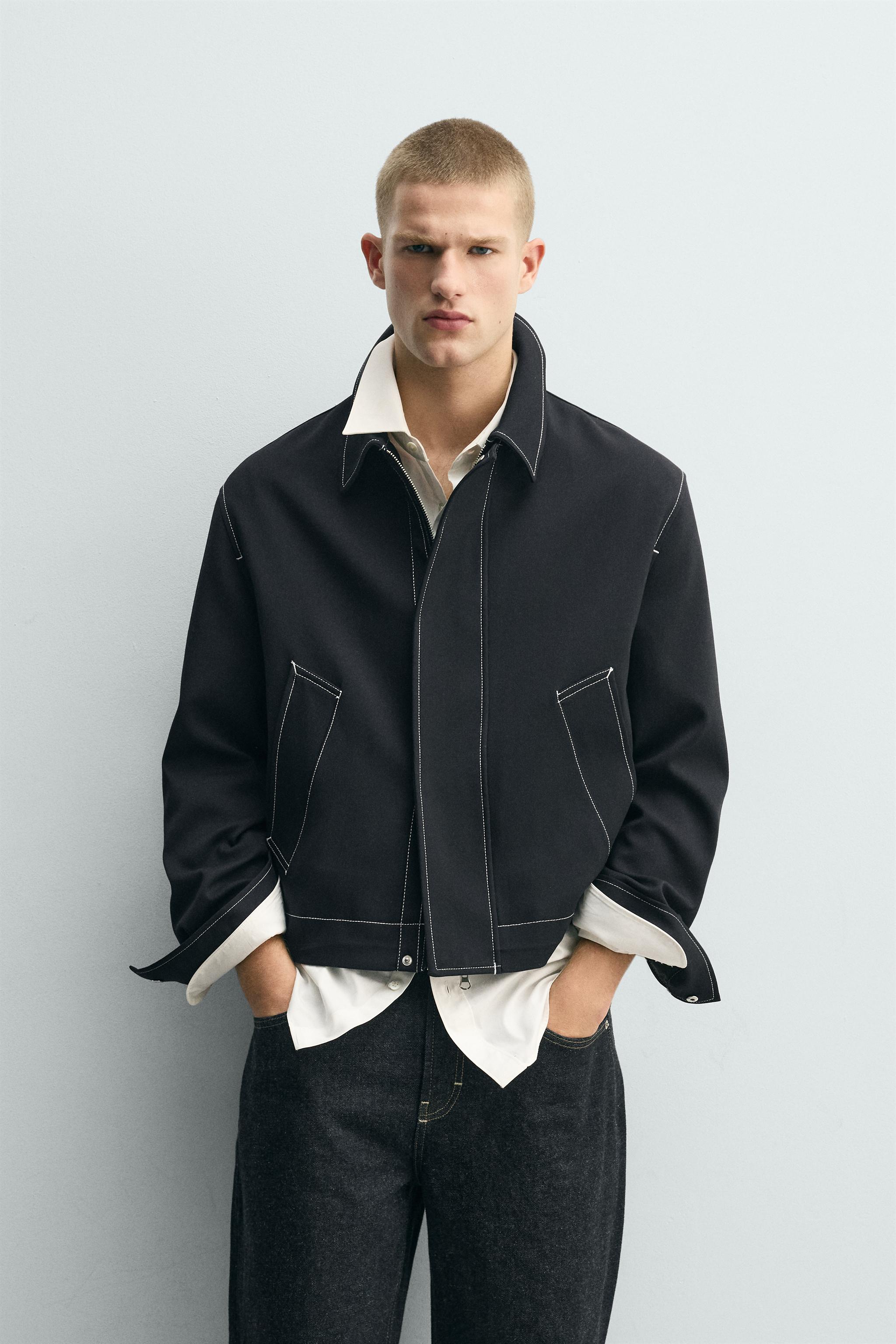 CONTRAST TOPSTITCHING OVERSHIRT - Dark navy | ZARA Canada