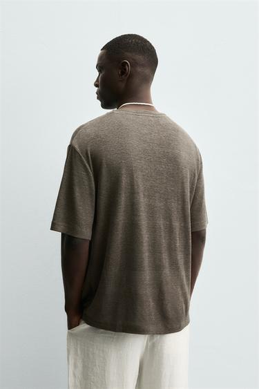 T-SHIRT CHANVRE - VISCOSE - Chocolat de Zara - Image 2