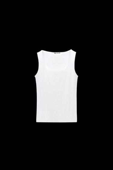 CAMISETA POLIAMIDA TIRANTE ANCHO - Blanco de Zara - Imagen 0