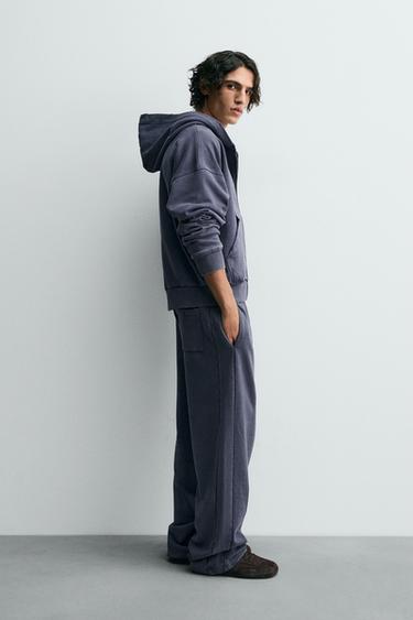 SWEAT BIMATIÈRE WAFFLE À CAPUCHE - Bleu encre de Zara - Image 3