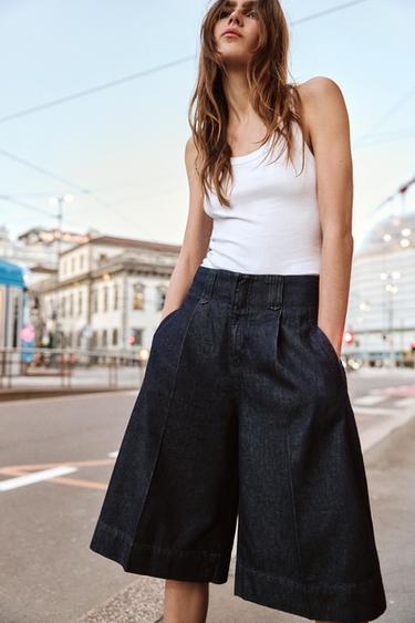 برمودا طويل ببنسات - أزرق الخاص بـ Zara