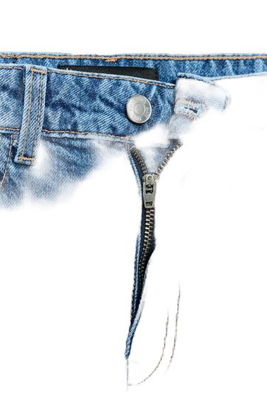 JEANS Z1975 MOM FIT TIRO ALTO RAYA PLANCHADA - Azul medio de Zara