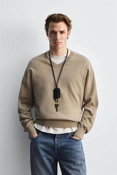 COTTON-RAMIE SWEATER - Beige by Zara
