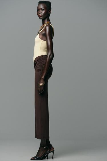SHELL POLYAMIDE SKIRT - Dark brown by Zara - Image 2