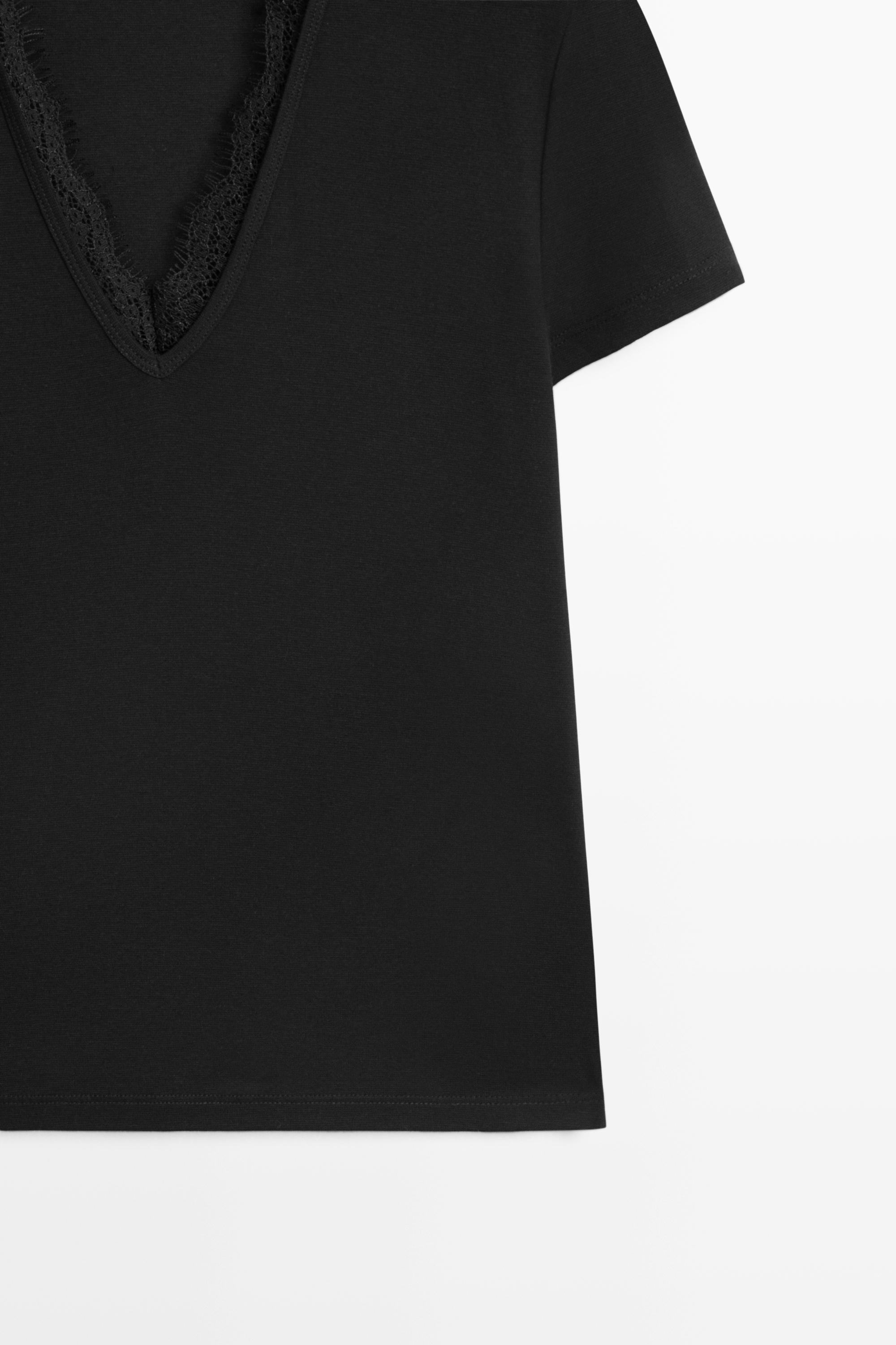 Lace-detail V-neck T-shirt