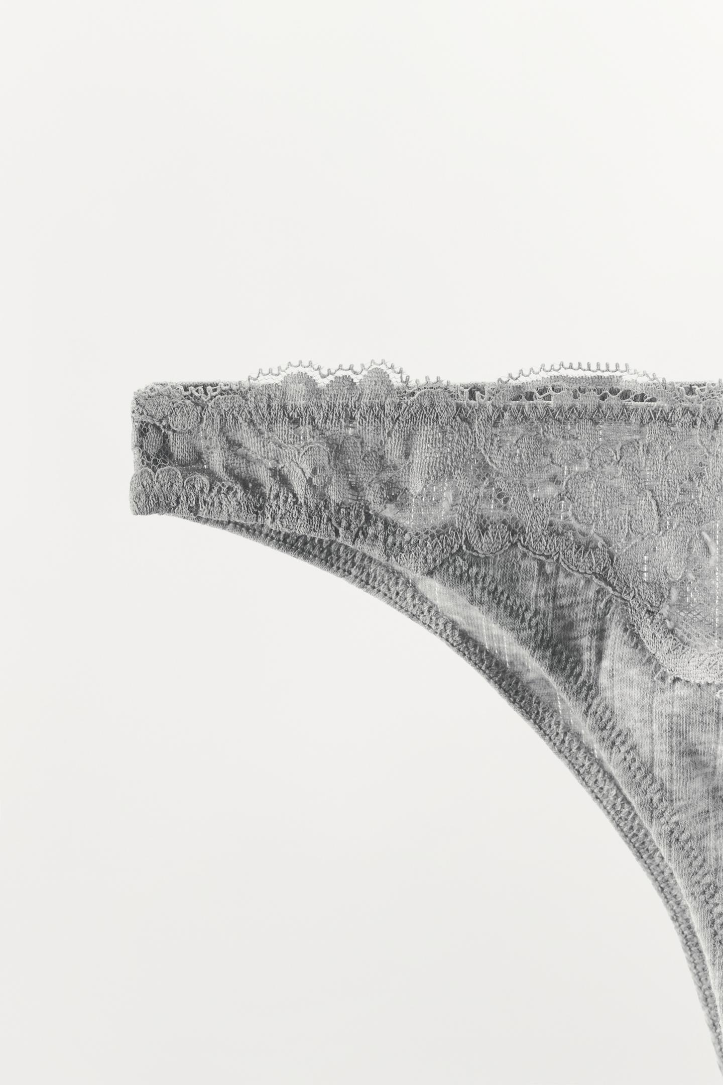 Трусы, кружево, ажурная вязка — Zara, цвет: Серый меланжевый — фото 8