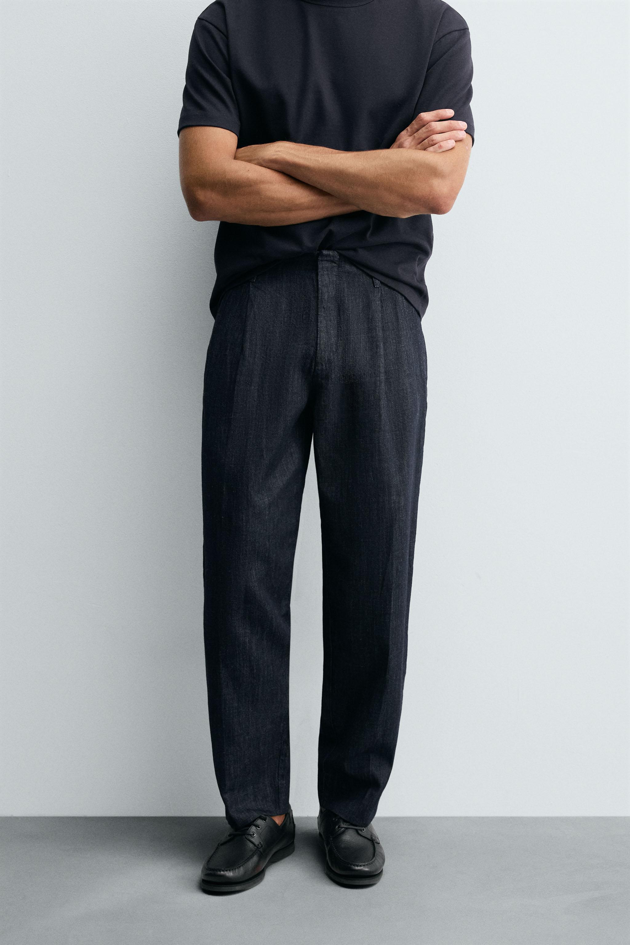 ZARA プリーツワイドレッグジーンズ 3991/433 ワイドレッグデニムパンツ - ブラック | ZARA Japan / 日本