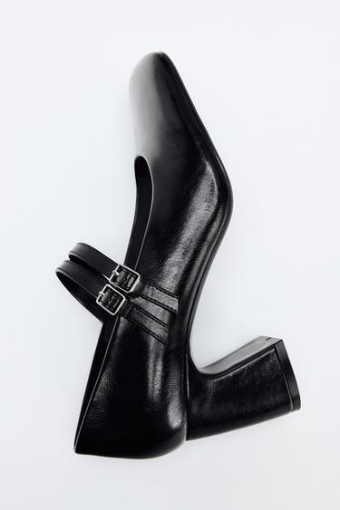 페이크 페이턴트 힐 슈즈 - Zara 블랙