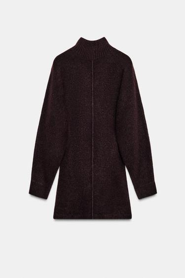 ROBE COURTE EN MAILLE DOUCE - Marron de Zara - Image 2