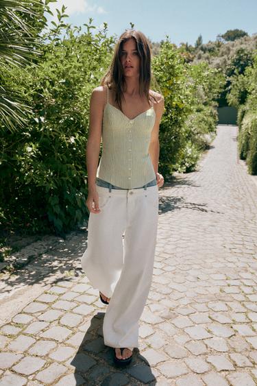 TRF DOUBLE WAISTBAND STRAIGHT-LEG JEANS - White by Zara