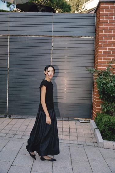 ZW COLLECTION コンビネーションミディ丈ワンピースブルーZaraのZW COLLECTION コンビネーションミディ丈ワンピース - ブルー