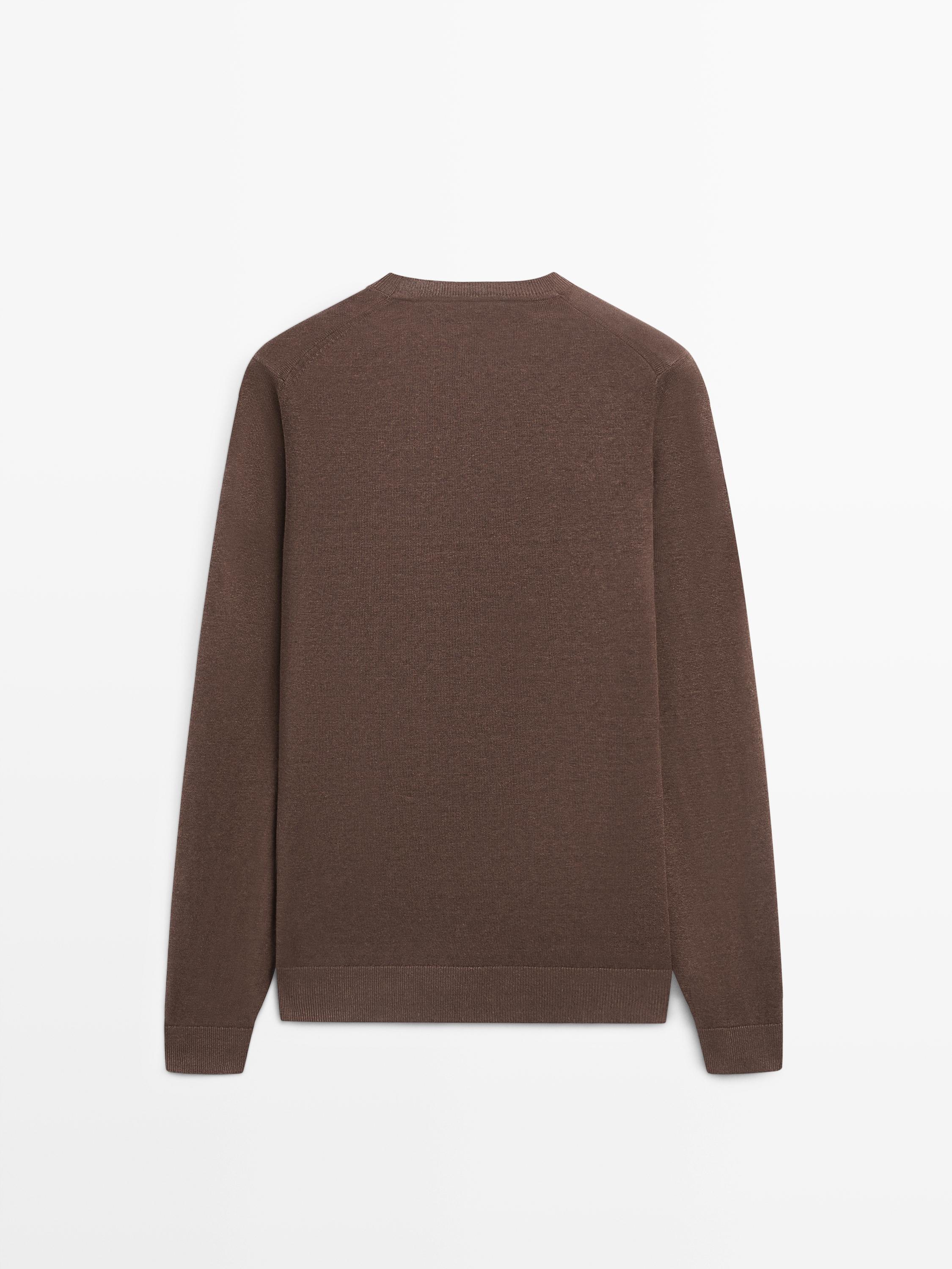 100% linen knit crew neck sweater