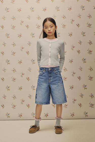 Zara 羅紋針織開襟衫 - 斑紋灰色