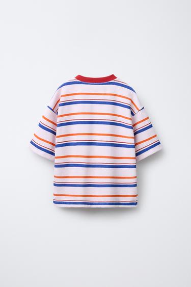T-SHIRT EFFET SERVIETTE RAYURES - Rose de Zara - Image 1