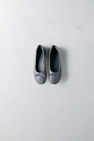 LEATHER BALLERINAS - LIMITED EDITION - Grey by Zara