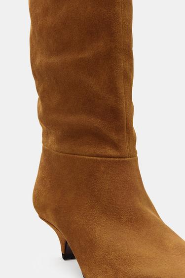 SUEDE HEELED BOOTS - Brown by Zara - Image 2