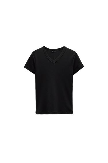 V-NECK COTTON T-SHIRT