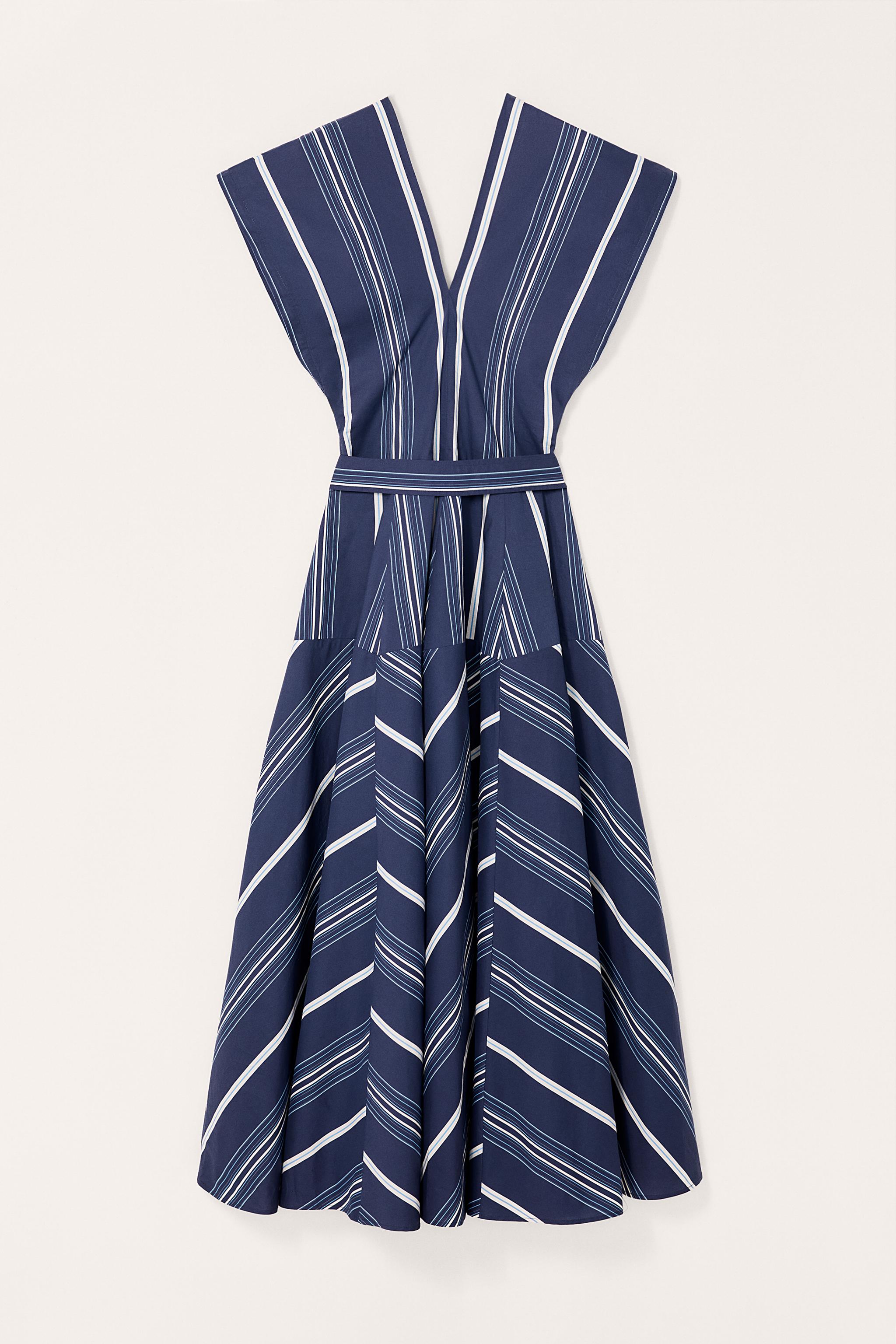【ZARA】LIMITED EDITION ストライプ柄 ゴデットワンピース LIMITED EDITION ストライプ柄 ゴデットワンピース - ネイビー