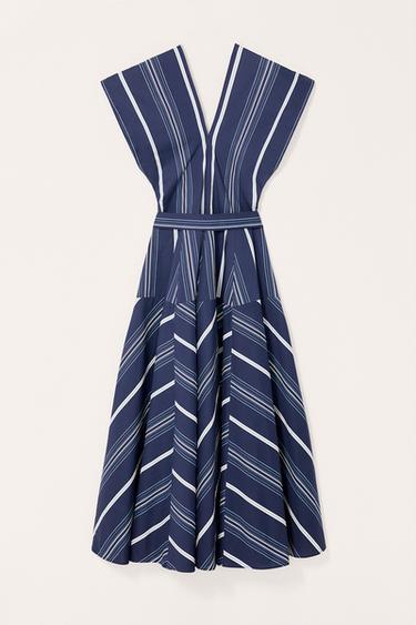 LIMITED EDITION STRIPED GODET DRESS - Navy blue by Zara - Image 4