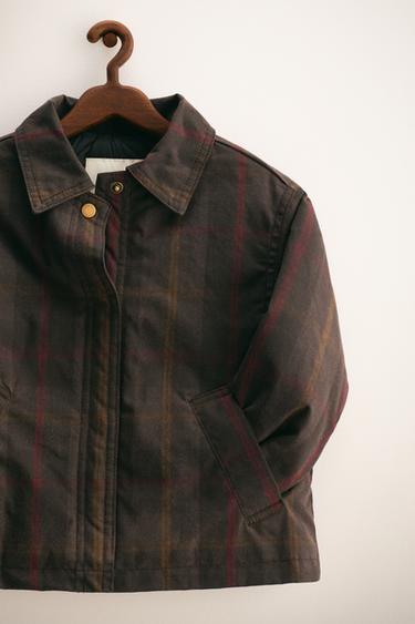 ZARA TIMELESS - CHECK WAXED JACKET - Dark brown by Zara