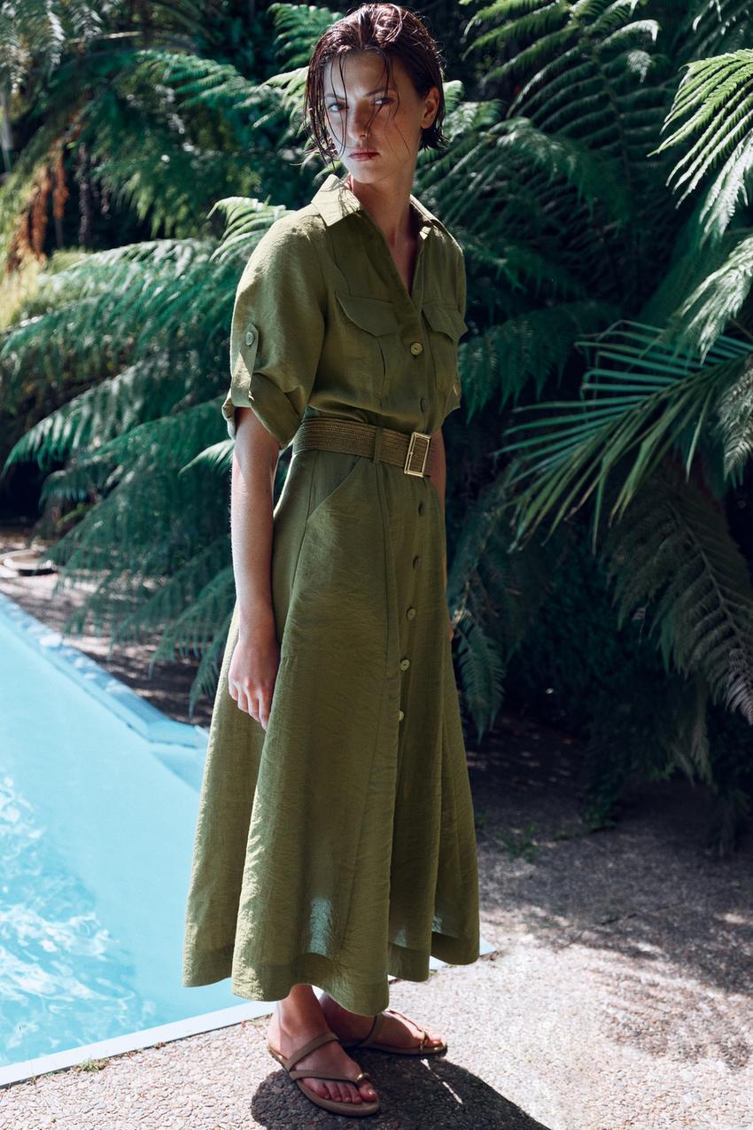 khaki dress outfit for ladies Khaki Utility Dress by Derek Lam 10 Crosby x RTR