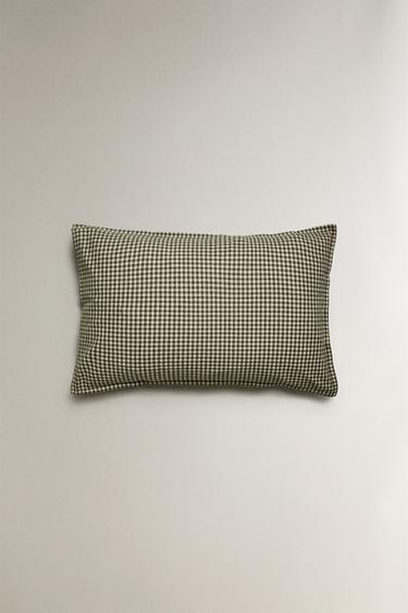 CHILDREN'S GINGHAM FLANNEL PILLOWCASE - Greenish by Zara - Image 3