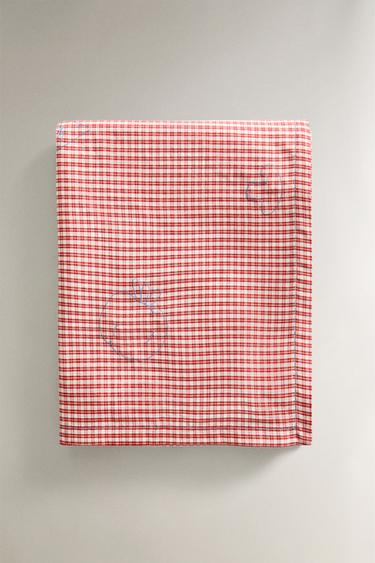 CHILDREN'S EMBROIDERED CHECK COTTON TABLECLOTH - Red by Zara - Image 3