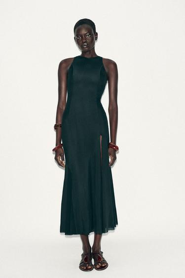 VESTIDO LARGO TUL GODETS - Verde oscuro de Zara - Imagen 0