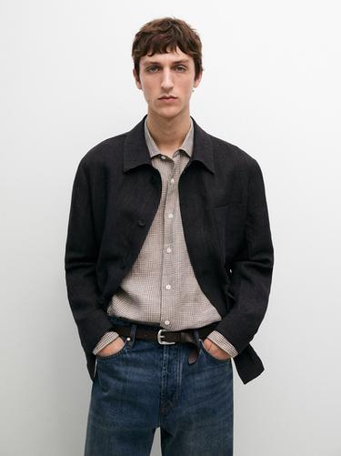 Zara Total look linen jacket with flecked detail - Blue