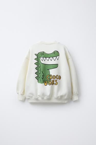 CROCODILE PRINT SWEATSHIRT - Ecru by Zara - Image 1