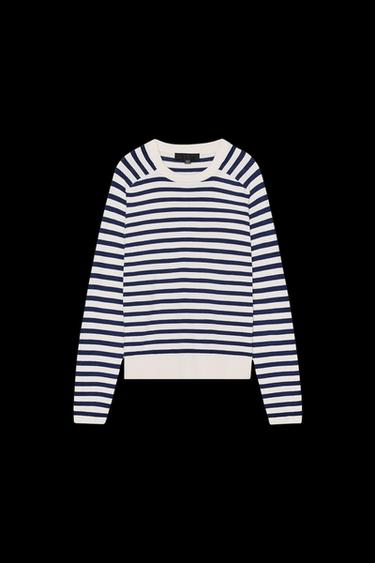 GESTREIFTER STRICKPULLOVER - Cremefarben / Blau von Zara - Bild 0