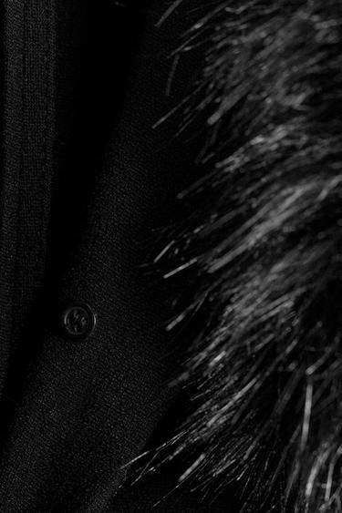 VESTE CINTRÉE À COL EFFET FOURRURE ZW COLLECTION - Noir de Zara - Image 8