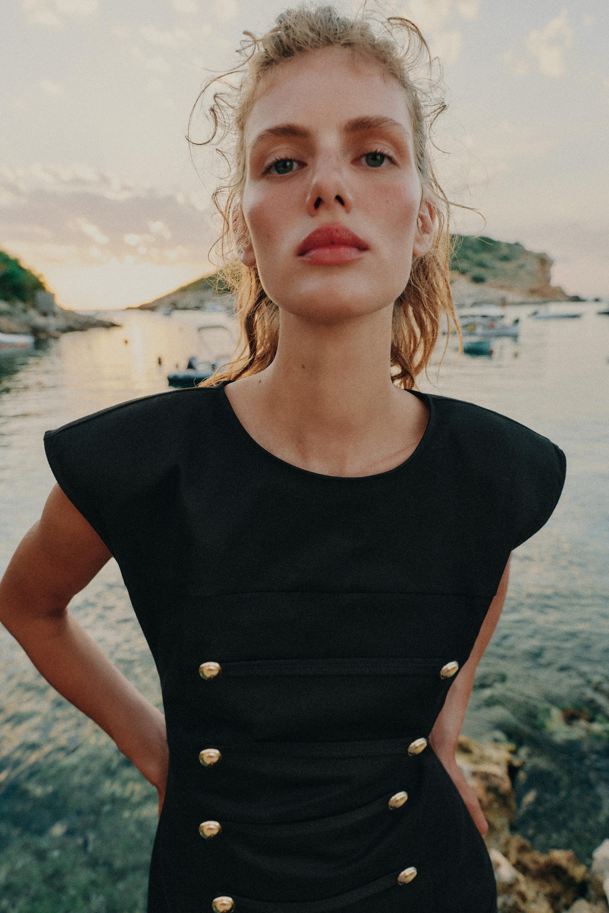 Женские платья Zara SHORT FROG FASTENING DRESS — фото 5