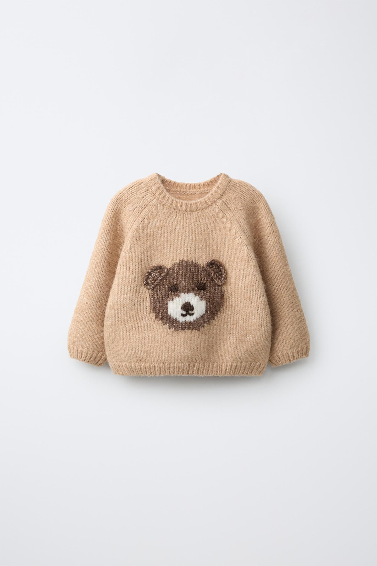 Детский свитер Zara Bear Knit, цвет: Бежевый — фото 1